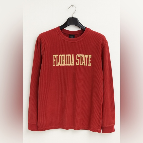 PressBox Florida State Noles Ribbed Long Sleeve Sweatshirt Red Size Medium EUC - Picture 1 of 4